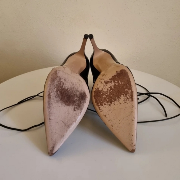 #32 Gianvito Rossi Black Leather Pointy  lace-up booties (heels) Witchy Cool - Picture 7 of 16